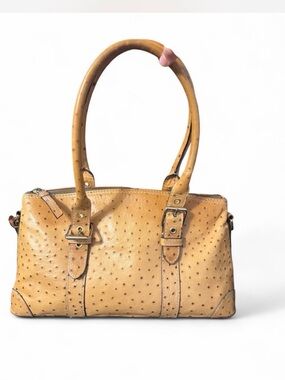Vintage Dooney & and Bourke Tan Ostrich Leather Purse Handbag Rare